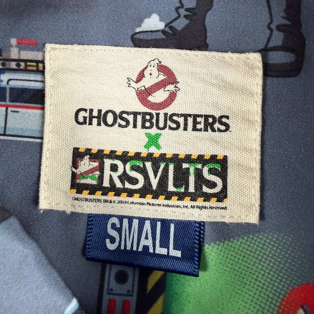 RSVLTS The Roosevelts Ghostbusters Shirt Men S Grey AOP Button Down Short Sleeve - Picture 3 of 10